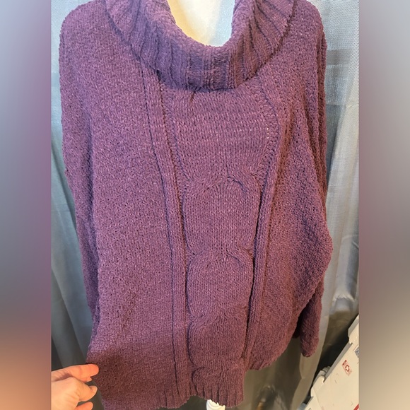 Seven7 Women's Turtleneck Sweater in Deep Purple - Picture 3 of 3